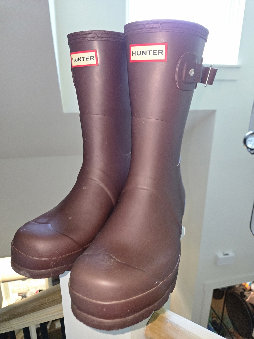 Hunter Original Short Adjustable Rain Boots Burgundy Women’s 8